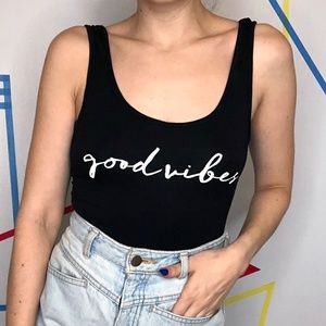 Urban Planet “Good Vibes” Black Open Back Bodysuit